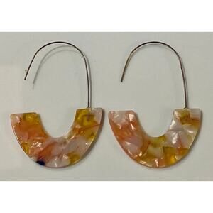 Multi Color Tortoise Shell Acrylic Wire Loop Earrings